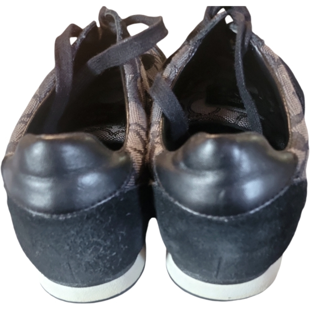 Coach Kelson Black & Gray Signature Monogram Athletic Canvas Suede Shoes 9.5 - Picture 7 of 12